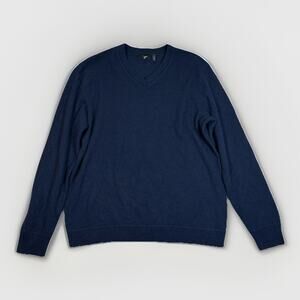 Theory Men's 100% Cashmere V-Neck Sweater Size Large Navy Blue